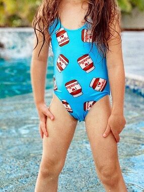 Lola & The Boys I Love Nutella Blue Swimsuit Bathing Suit